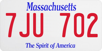MA license plate 7JU702