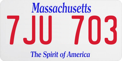 MA license plate 7JU703