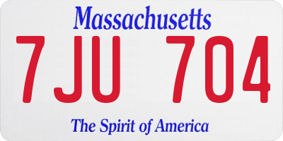 MA license plate 7JU704