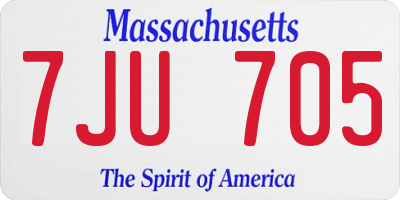 MA license plate 7JU705
