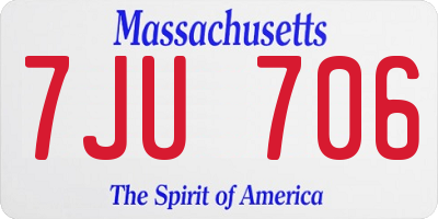 MA license plate 7JU706