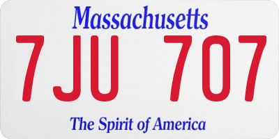 MA license plate 7JU707