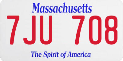MA license plate 7JU708
