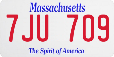 MA license plate 7JU709