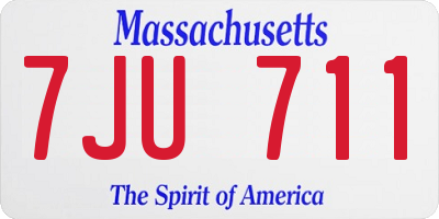 MA license plate 7JU711