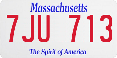 MA license plate 7JU713