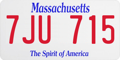 MA license plate 7JU715