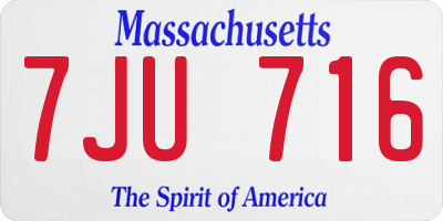 MA license plate 7JU716