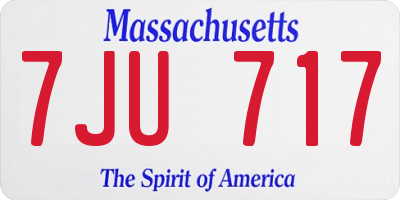 MA license plate 7JU717