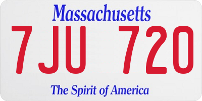MA license plate 7JU720