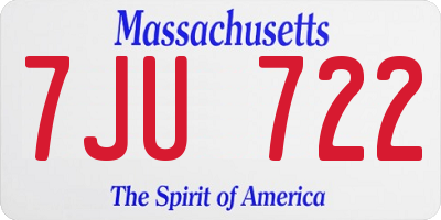MA license plate 7JU722