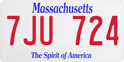 MA license plate 7JU724