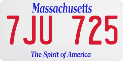 MA license plate 7JU725