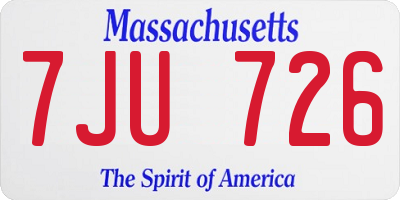 MA license plate 7JU726