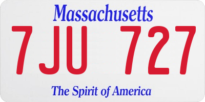 MA license plate 7JU727