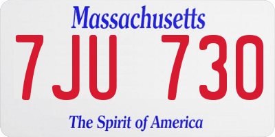 MA license plate 7JU730