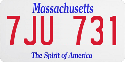 MA license plate 7JU731