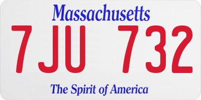 MA license plate 7JU732