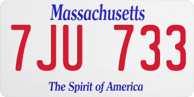 MA license plate 7JU733