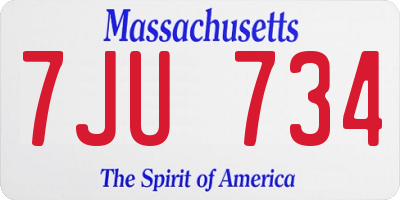 MA license plate 7JU734