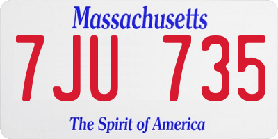 MA license plate 7JU735
