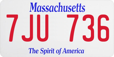 MA license plate 7JU736
