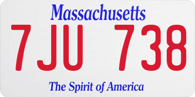 MA license plate 7JU738