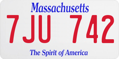 MA license plate 7JU742