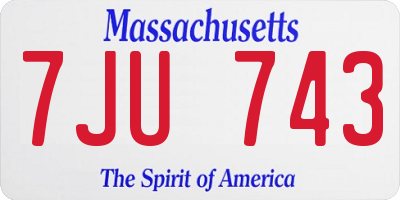 MA license plate 7JU743