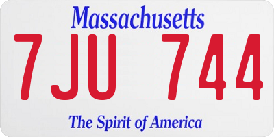 MA license plate 7JU744