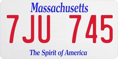MA license plate 7JU745