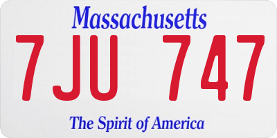 MA license plate 7JU747