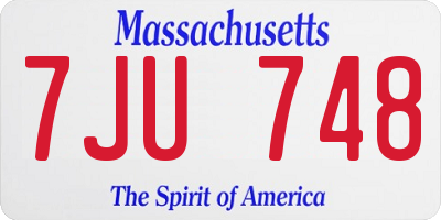 MA license plate 7JU748