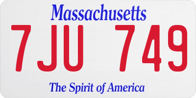 MA license plate 7JU749