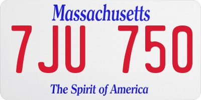 MA license plate 7JU750