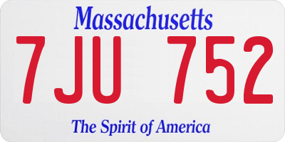 MA license plate 7JU752