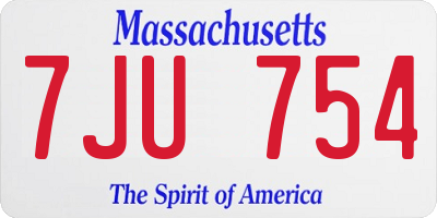 MA license plate 7JU754