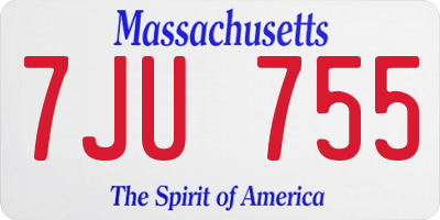 MA license plate 7JU755