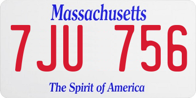 MA license plate 7JU756