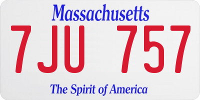 MA license plate 7JU757