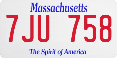 MA license plate 7JU758