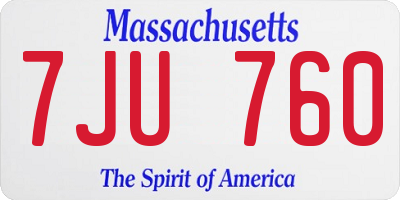 MA license plate 7JU760