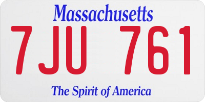 MA license plate 7JU761