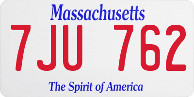 MA license plate 7JU762