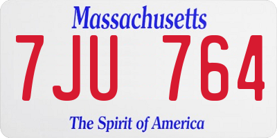 MA license plate 7JU764
