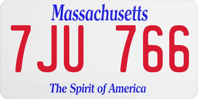 MA license plate 7JU766