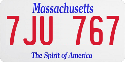 MA license plate 7JU767