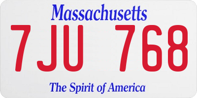 MA license plate 7JU768