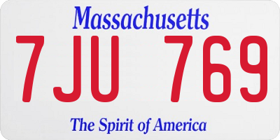 MA license plate 7JU769