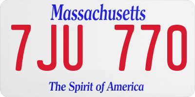 MA license plate 7JU770
